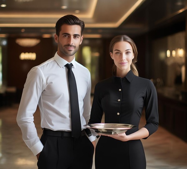 酒店服务人员男女站姿礼仪,塑造专业形象,传递服务温度